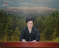 いつも北朝鮮のニュース番組に出て来る女性アナウンサー。この方の実況（？）は、相変わらず激しいですね。